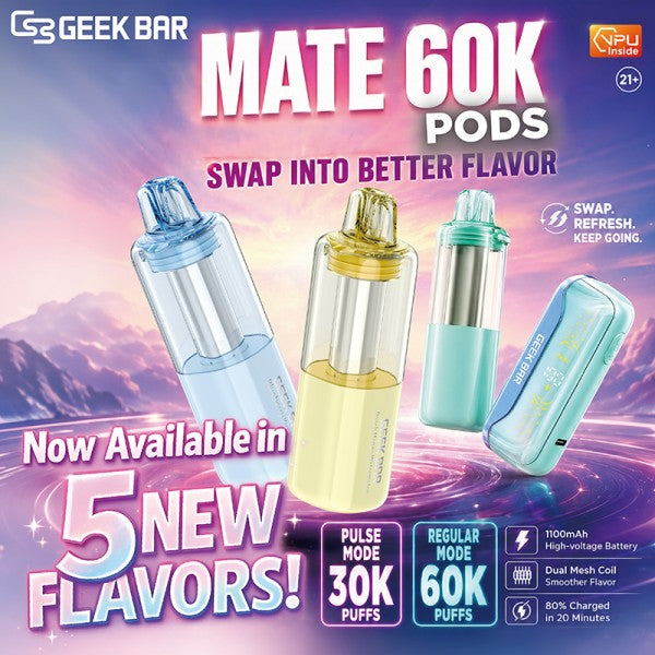 Geek Bar MATE 60K Disposable Pod 5% (Display Box of 5) (Master Case of 100)