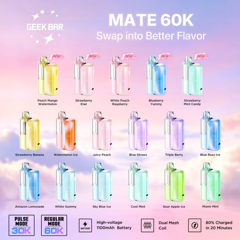 Geek Bar MATE 60K Disposable Kit 5% (Display Box of 5) (Master Case of 80)