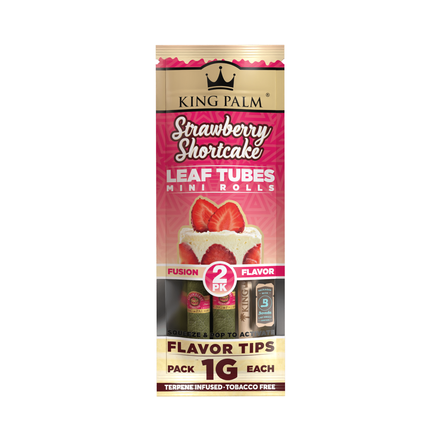 King Palm Strawberry Shortcake 2 Mini Rolls 1g - 20pk Display